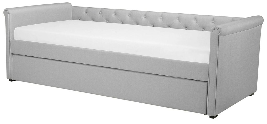 Rozkladacia čalúnená posteľ 80 x 200 cm svetlosivá LIBOURNE Beliani