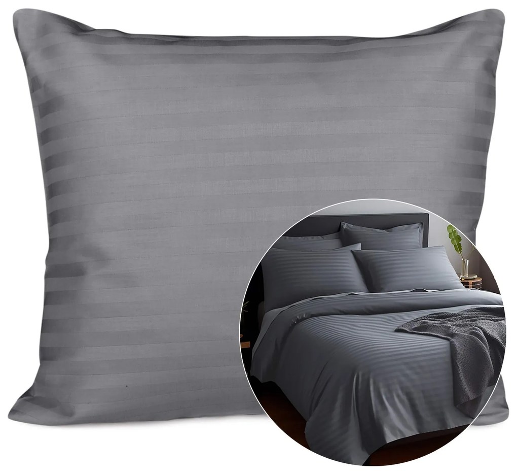 SATÉNOVÁ OBLIEČKA NA VANKÚŠ CIZGILI EXCLUSIVE 50X60 CM SIVÁ