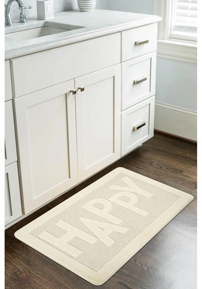 Krémová kúpeľňová predložka 60x100 cm Happy – Foutastic