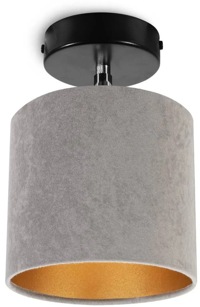 Bodové svietidlo Mediolan, 1x šedé/zlaté textilné tienidlo, (výber z 2 farieb konštrukcie - možnosť polohovania)