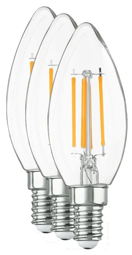 LIVARNO LUX® LED filamentová žiarovka, 3 kusy (sviečka E14) (100306931)