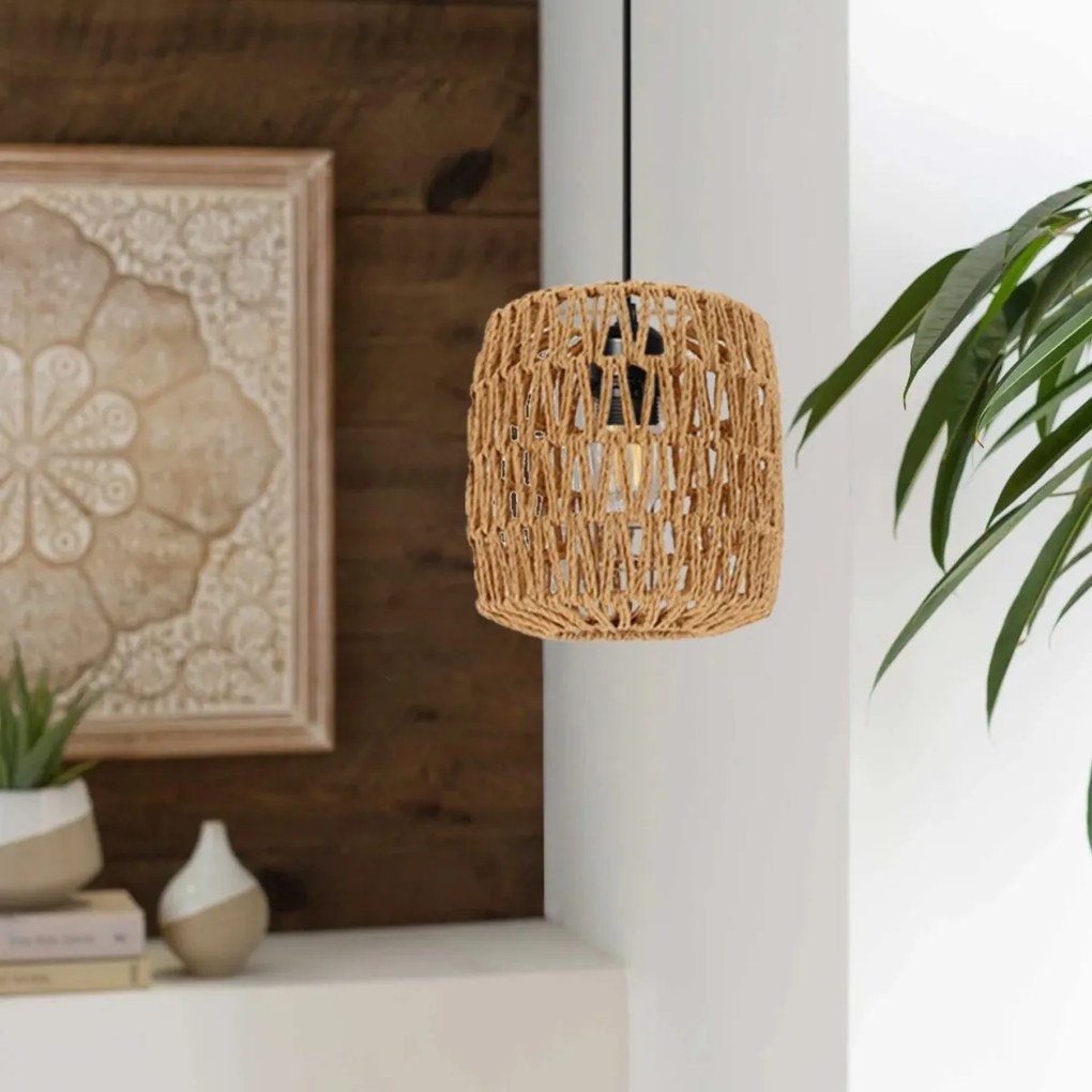 Závesná lampa La Belle Boho V čierna/hnedá