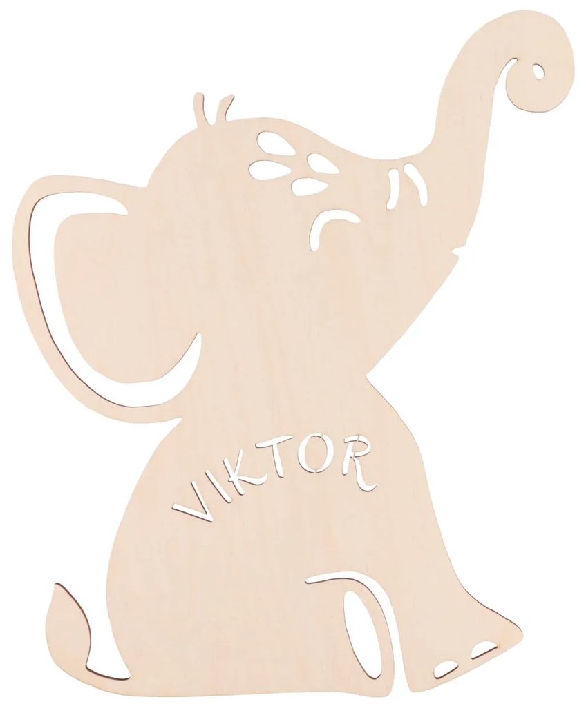 ČistéDrevo Detská nástenná lampička s menom - slon