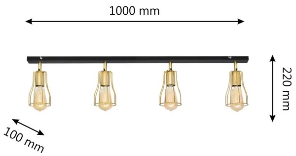 Bodové svietidlo TUBE 4xE27/15W/230V zlatá/čierna