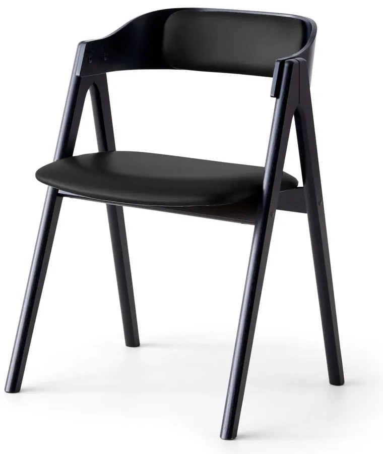 Čierna jedálenská stolička z dubového dreva s koženým sedákom Findahl by Hammel Mette