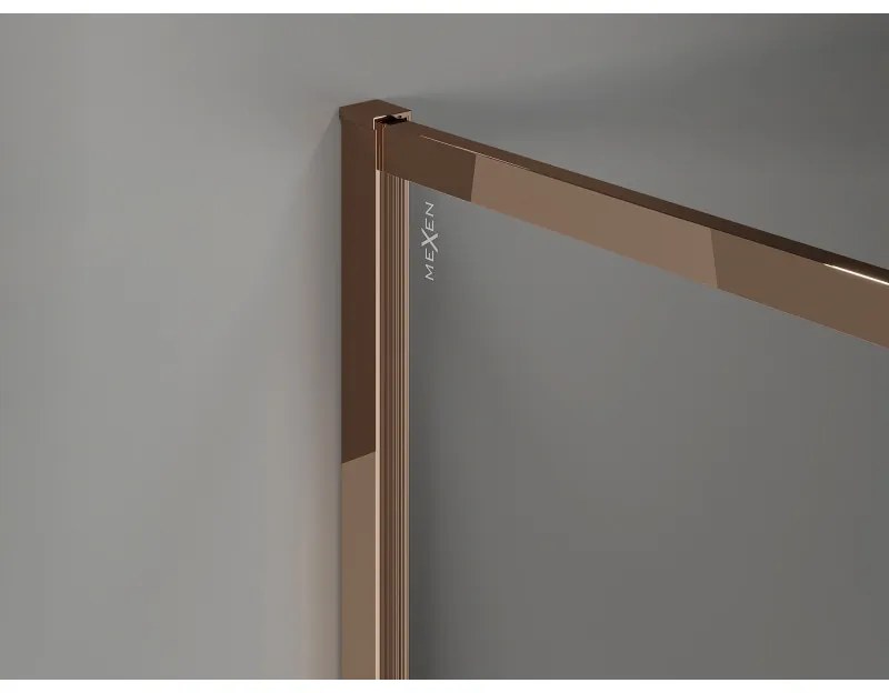 Mexen Kioto-F, sprchová zástena s rámom 110 x 202 cm, 8 mm šedé sklo, profil ružové zlato, 800-110-104-60-40