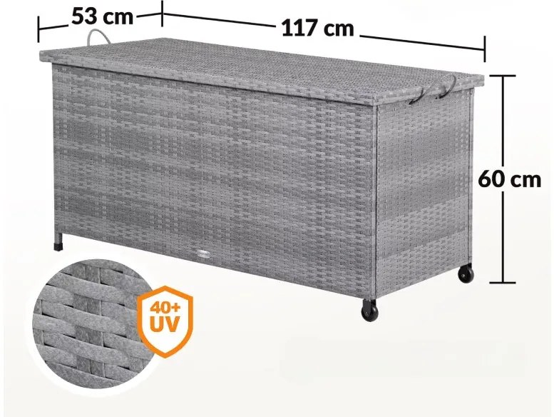 InternetovaZahrada Úložný box s kolieskami 370 L - sivý