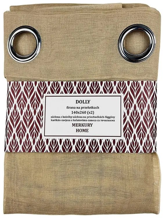 Záclona na priechodkách Dolly polyester béžová 140x260 (x2) Merkury Home