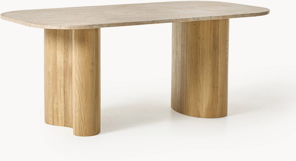 Jedálenský stôl z dubového dreva's travertínovou doskou Canyon, rôzne veľkosti