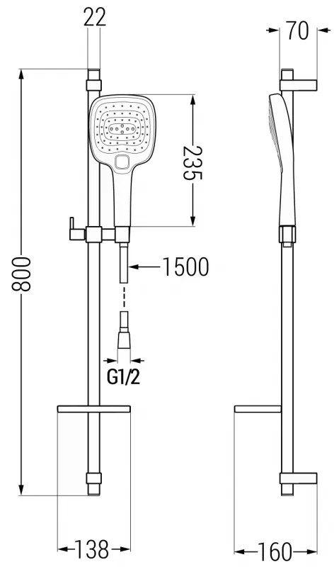 Mexen sprchový set DQ17, čierna, 785174581-70