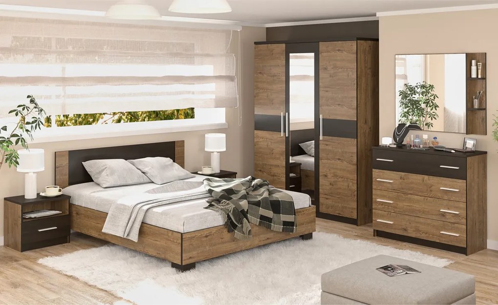 Manželská posteľ 160 VALENTÍNA, dub dub/wenge