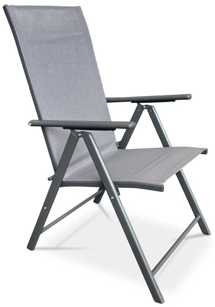 Autronic Záhradná stolička, kov, textil, sivá, AZC-S1116 GREY