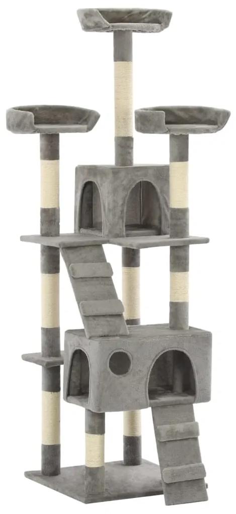 vidaXL Škrabadlo pre mačky so sisalovými stĺpikmi, 170 cm sivé