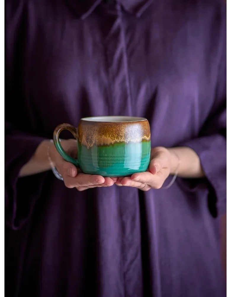 Zelené/hnedé hrnčeky v súprave 4 ks z kameniny 400 ml Sheen – Bloomingville