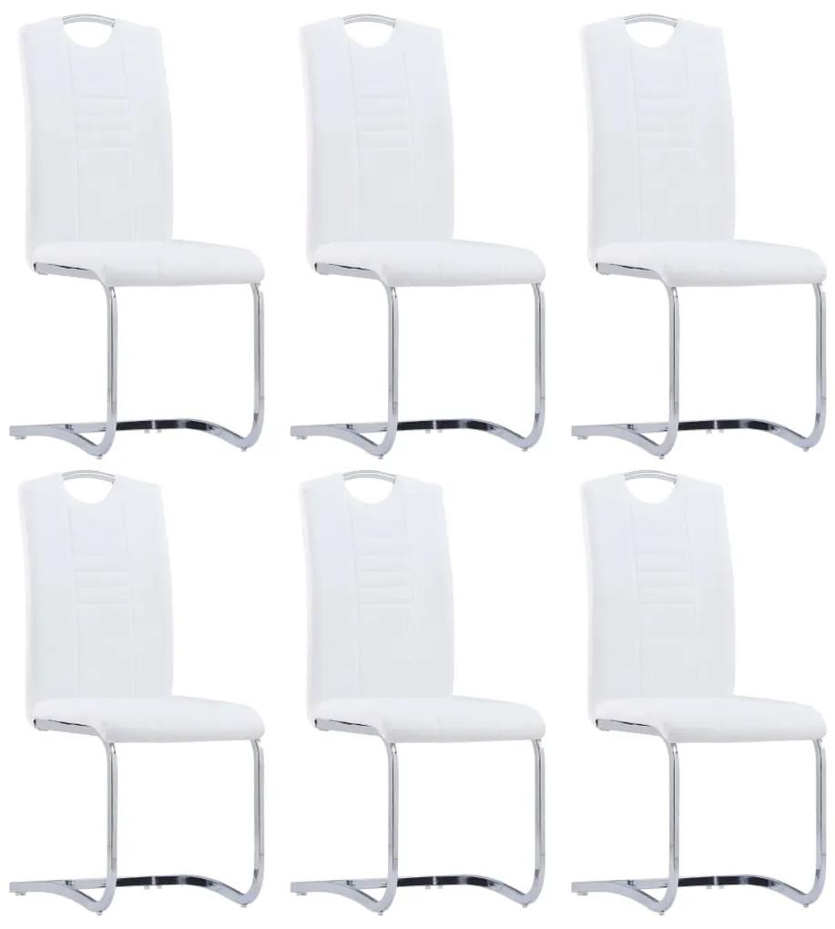 Jedálenské stoličky, perová kostra 6 ks, biele, umelá koža 278835