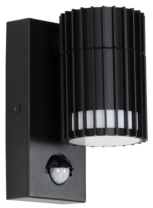 Dizajnové vonkajšie nástenné svietidlo čierne s pohybovým senzorom IP44 - Boris