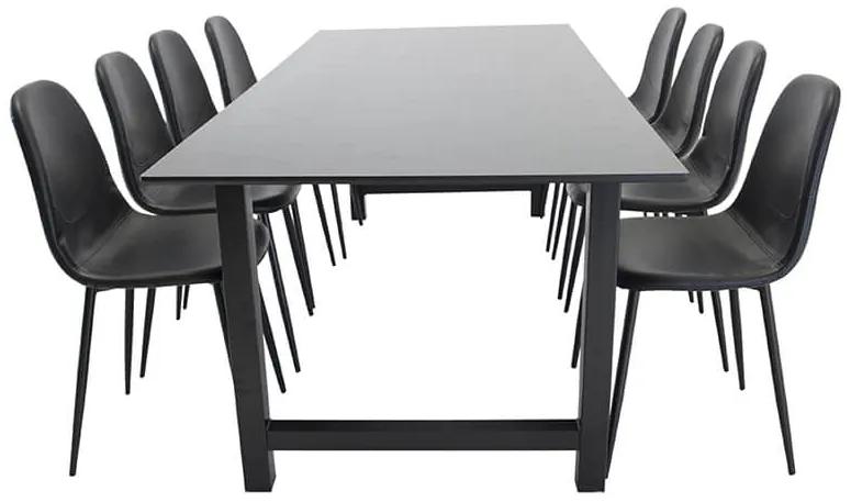 Count Polar stolová súprava čierna/čierna ekokoža