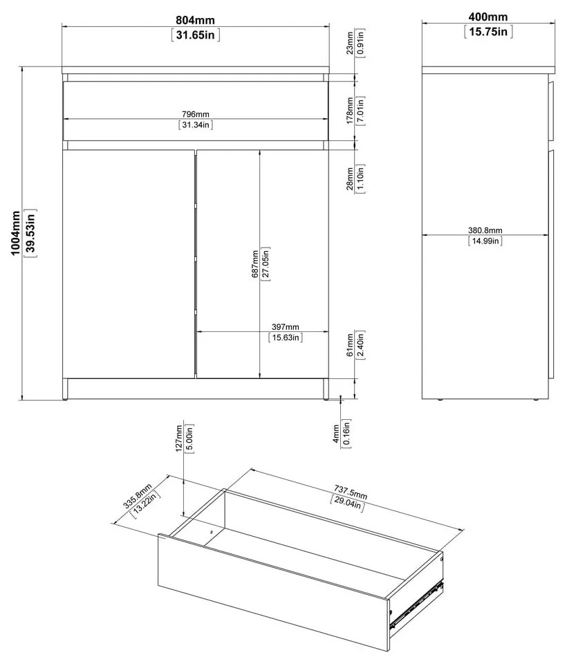 Komoda v dekore duba v prírodnej farbe 80x100x40 cm Naia – Tvilum