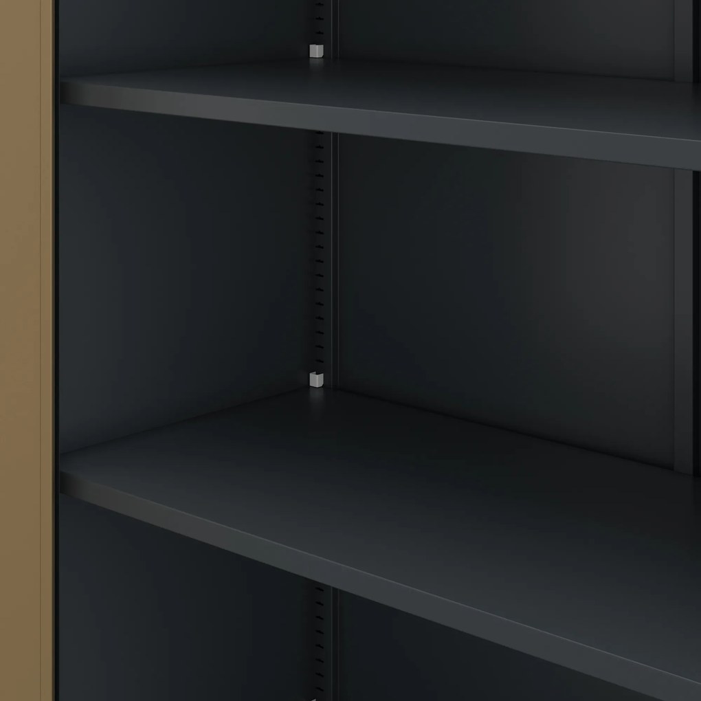Kovová spisová skriňa JAN H, 900 x 1950 x 400 mm, Eco Design: antracitová/ orech