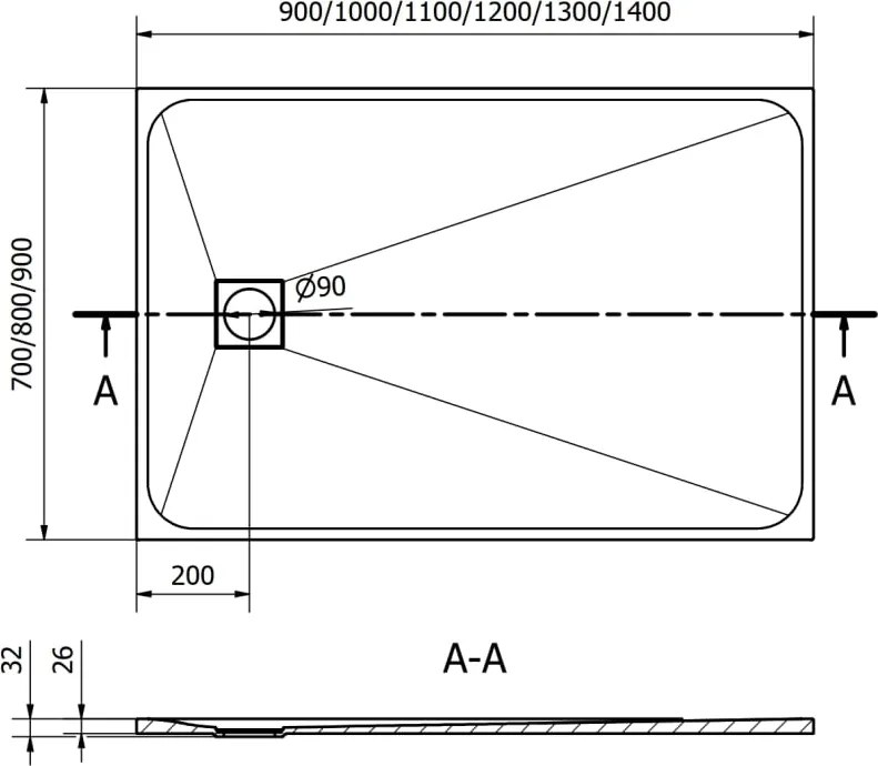 Mexen Bert obdĺžnikový sprchový kút SMC 90 x 70 cm, biely - 4K107090