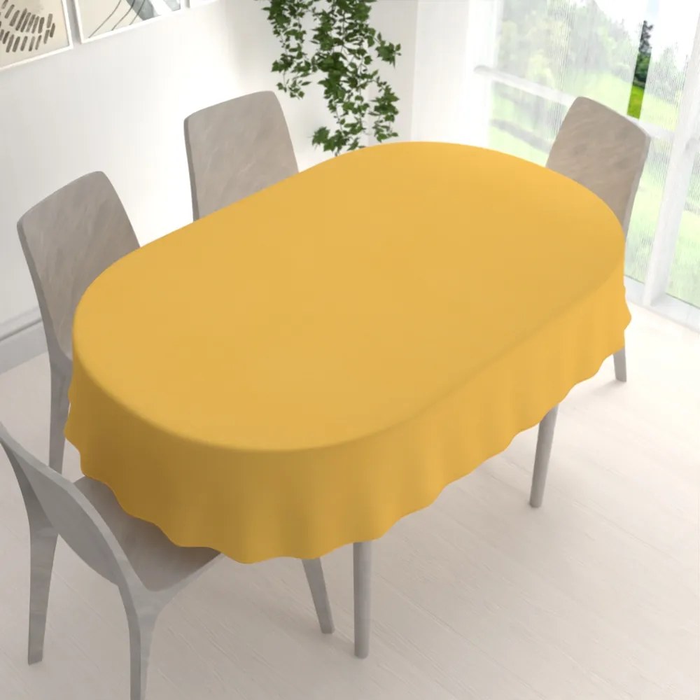 Biante Veľký dekoračný oválny obrus BKU-109 Horčicový 260x320 cm