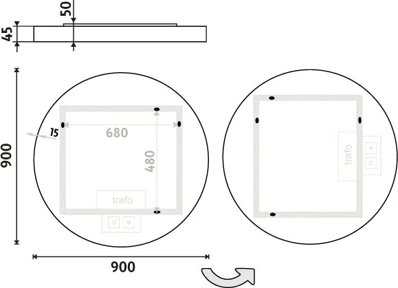 Nimco Biele LED zrkadlo pr. 900 s dvoma dotykovými senzormi - ZPB 31003RVX-05