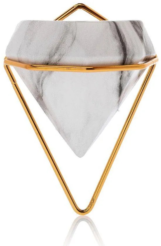 NÁSTENNÝ KERAMICKÝ KVETINÁČ SEMELA SADA 2KS 23X20X11,5 CM+14X10X6 CM BIELA/ZLATÁ