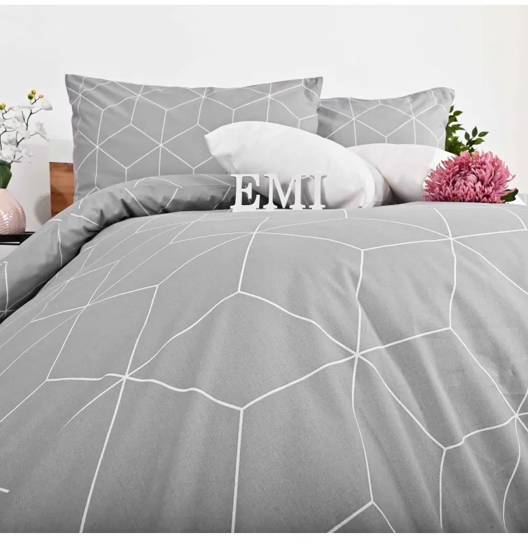 Obliečky bavlnené Alya grey EMI, Štandardný set jednolôžko obsahuje 1x 140x200 + 1x 70x90