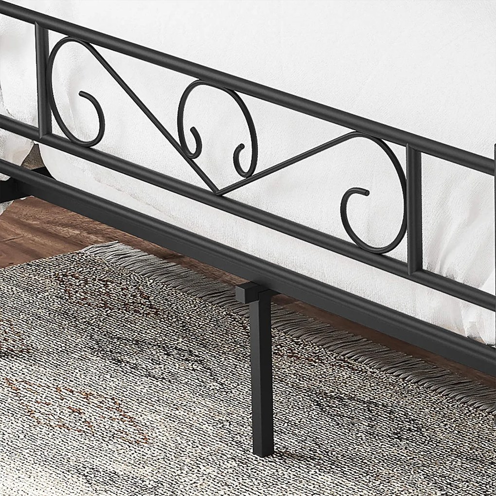 Kovový posteľový rám, 198 x 86,4 x 141,8 cm, čierny