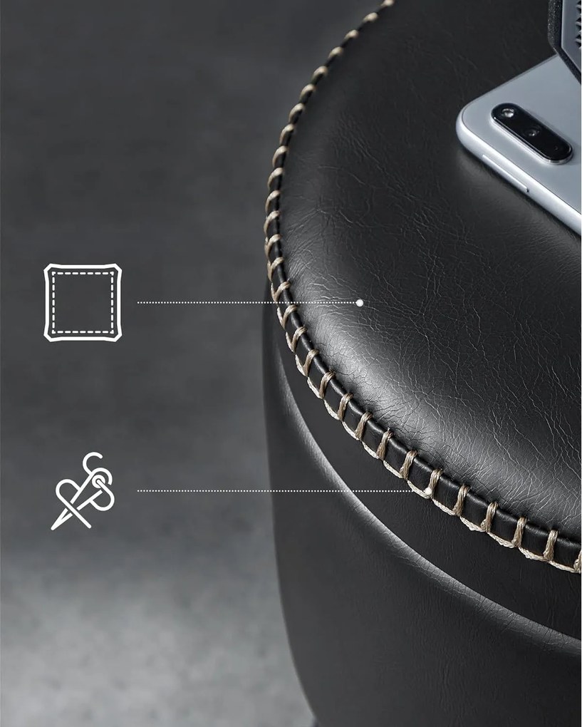 EKHO taburetka, odkladací stolík s úložným priestorom, syntetická koža, čierna