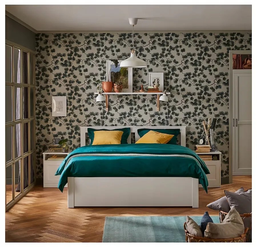 IKEA SONGESAND Rám postele s 2 úložnými boxmi biely 160x200 cm manželská