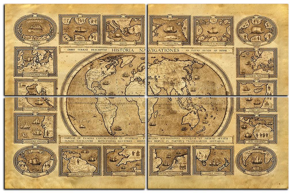 Obraz na plátne - Starodávna mapa sveta 1100C (120x80 cm)