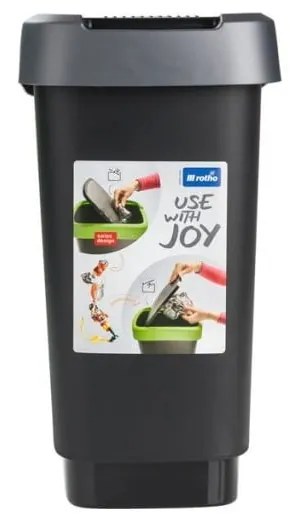 Odpadkový kôš z recyklovaného plastu v strieborno-čiernej farbe 10 l Twist - Rotho