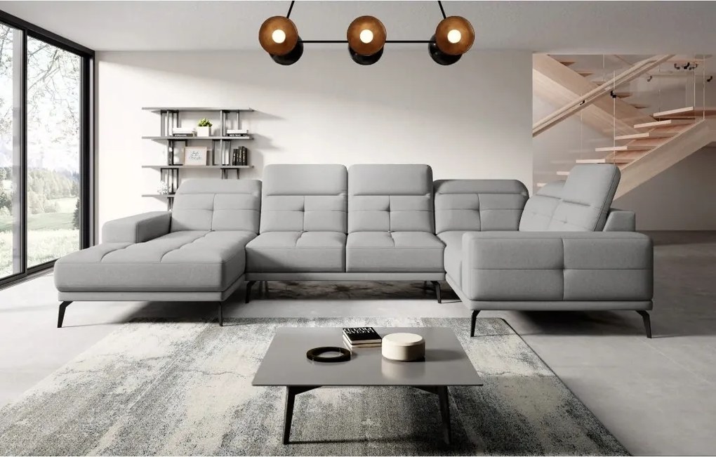 Rohová sedačka v tvare U Nicolette (svetlosivá) (p)