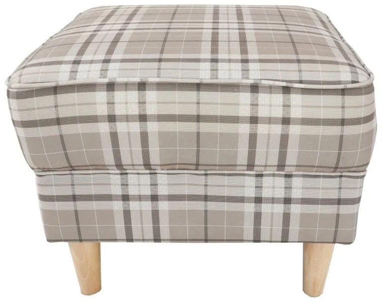 Kondela Kreslo, ušiak s taburetom, hnedé káro látka, ASTRID