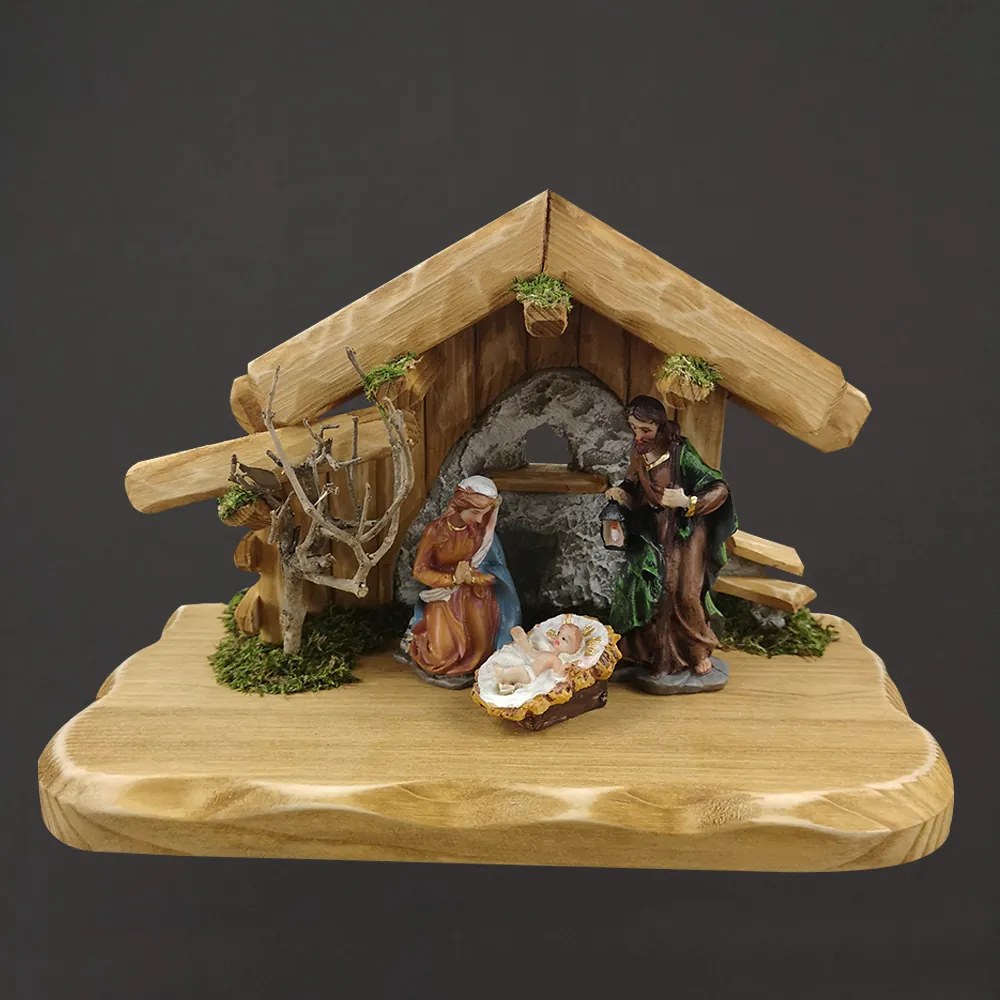 AMADEA Drevený betlehem BEZ FIGUREK 23 cm, český výrobok