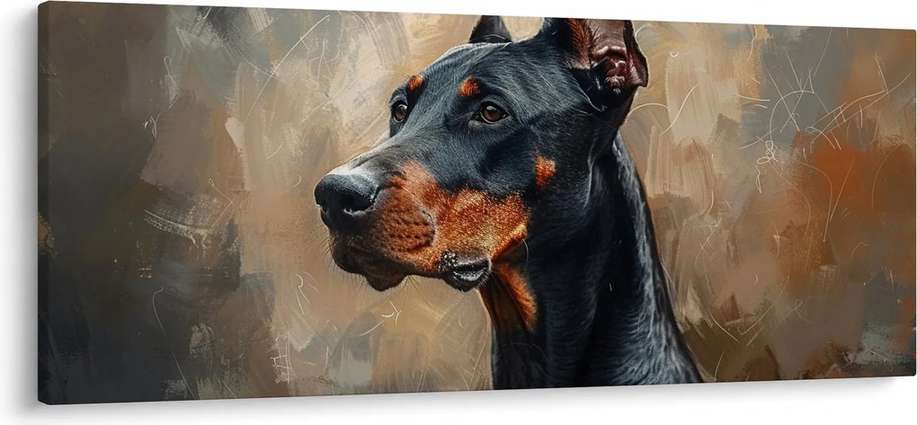 Obraz - Portrét Dobermana (120x50 cm)