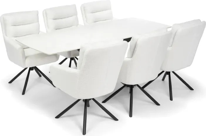 Jedálenský set TERRON 200 biela + 6× jedálenské stoličky ENZO biela