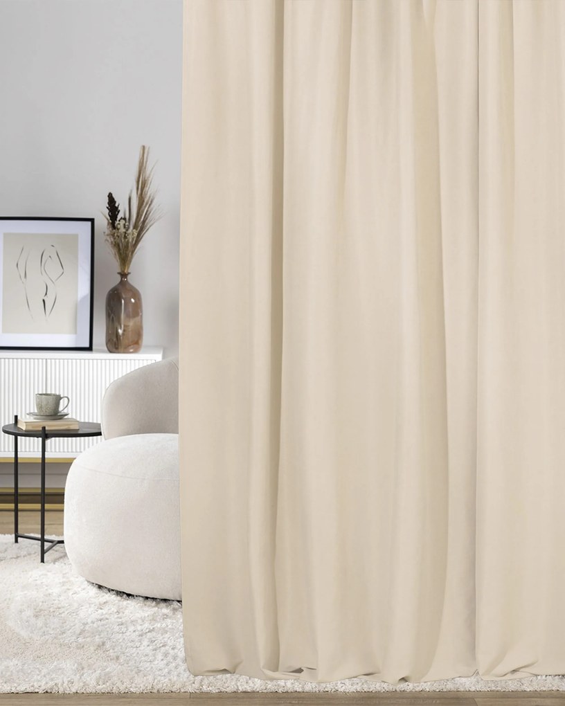 Záves na riasiacu pásku ecru velvet 140 x 280 cm 1 ks.