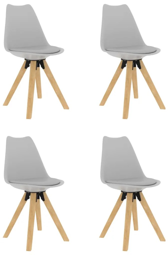 vidaXL Jedálenské stoličky 4 ks sivé PP a masívne bukové drevo