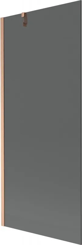 Mexen Next, 1-krídlová vaňová zástena 80 x 150 cm, 6mm šedé sklo, medená matná, 895-080-000-00-40-65