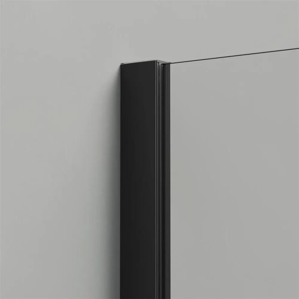 HÜPPE Design Pure samostatne stojaca bočná stena, šírka 1300 mm, výška 2000 mm, vodorovná vzpera, farba Black Edition, sklo číre, 8P1110123321