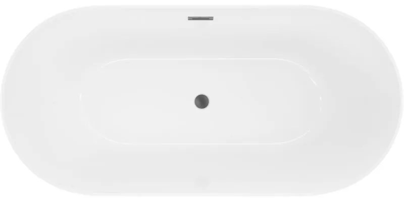 Mexen Luna, Slim voľne stojaca vaňa 170 x 75 cm, biela, grafitový prepad, 52041707500-95