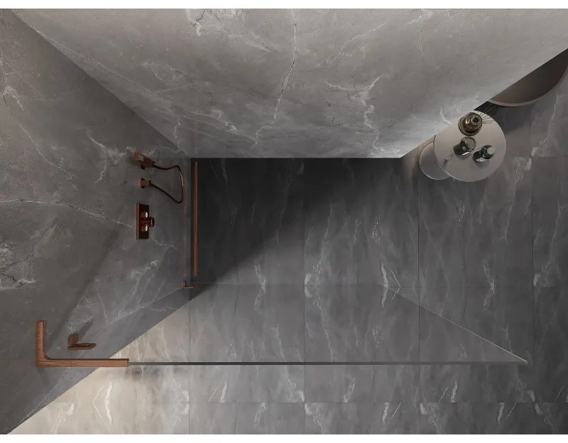 Mexen Lunar L sprchová stena ľavá 50 x 200 cm, 8mm číre sklo, medená matná, 830L-050-000-65-00-L