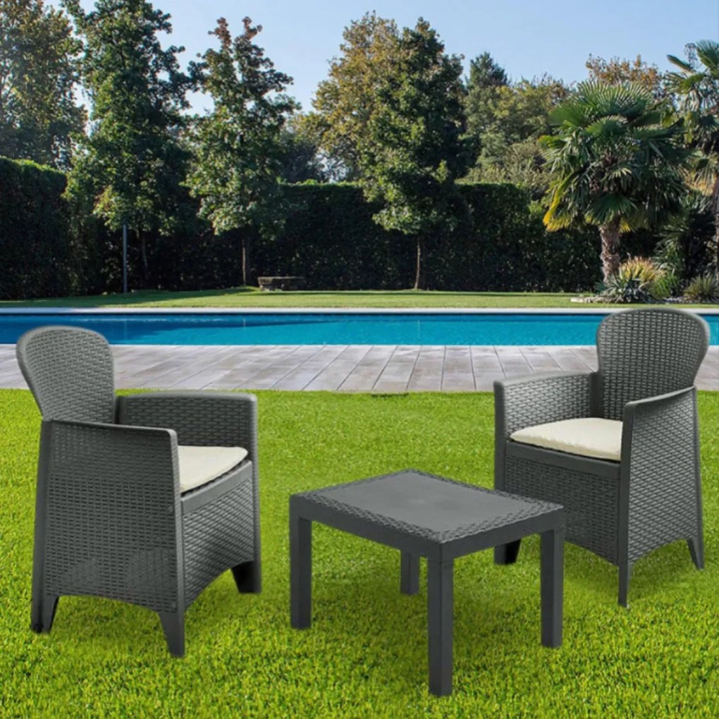 I.P.A.E-Progarden Záhradný set AKITA, 3-dielny, antracitová