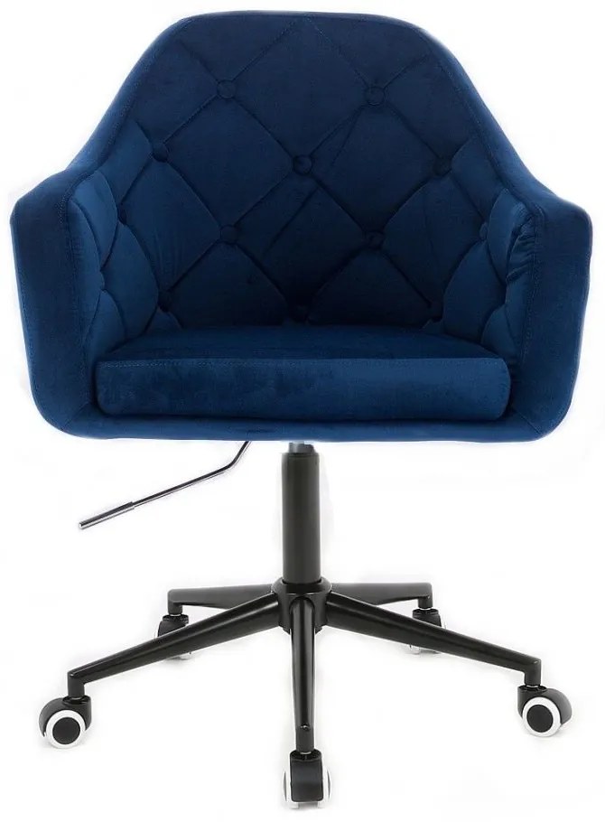 LuxuryForm DESIGN Kreslo ANDORA VELUR na čierne podstave s kolieskami - modré