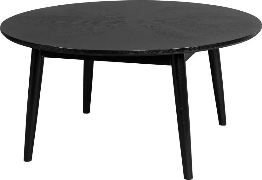 Čierny okrúhly konferenčný stolík v dekore duba ø 80 cm Fabio – White Label