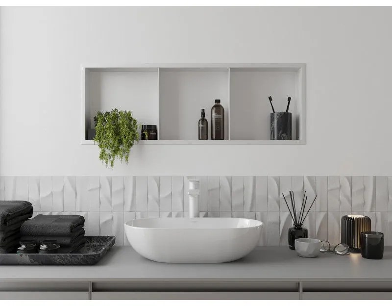 Mexen X-Wall-R, polička na zapustenie na obklad s golierom 90 x 30 cm, biela, 1920903010S