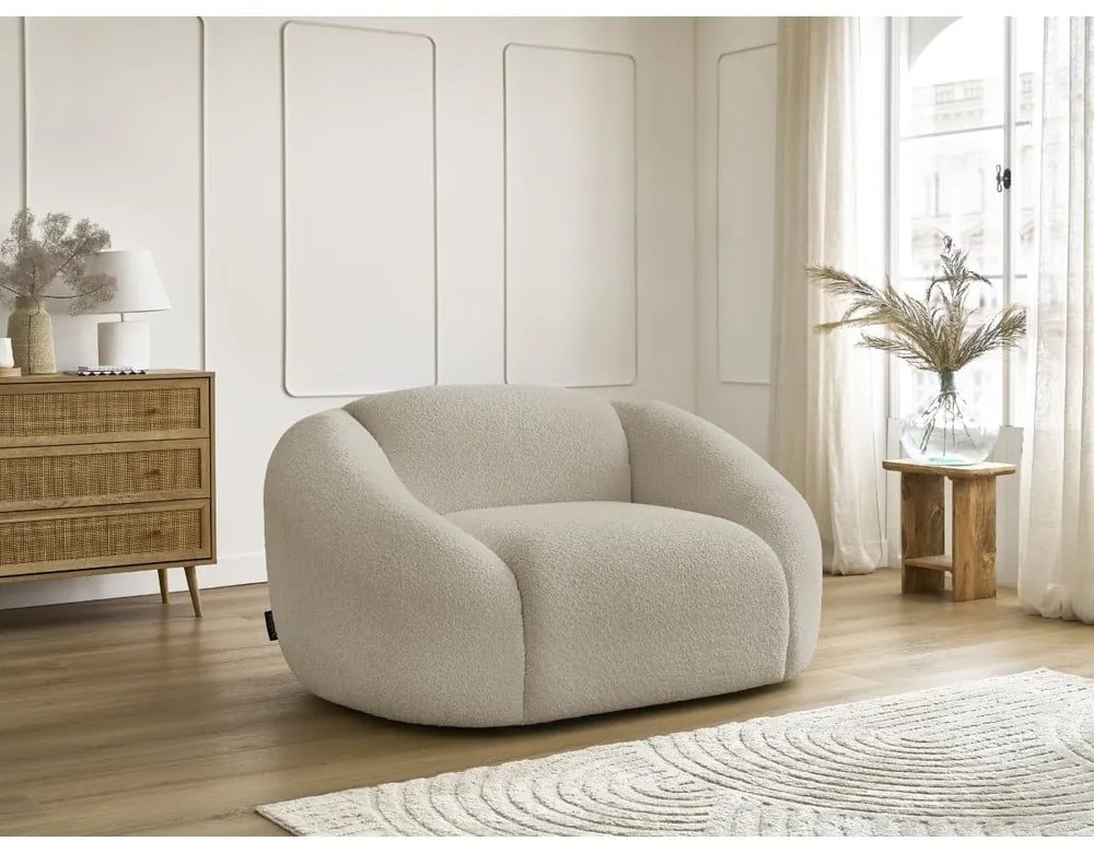 Béžové kreslo z textílie bouclé Tina – Bobochic Paris