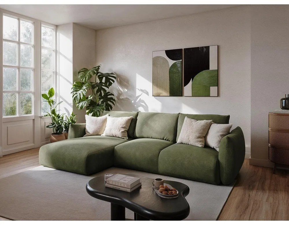 Svetlosivá ženilková rozkladacia rohová pohovka (do tvaru "U") Leila – Makamii